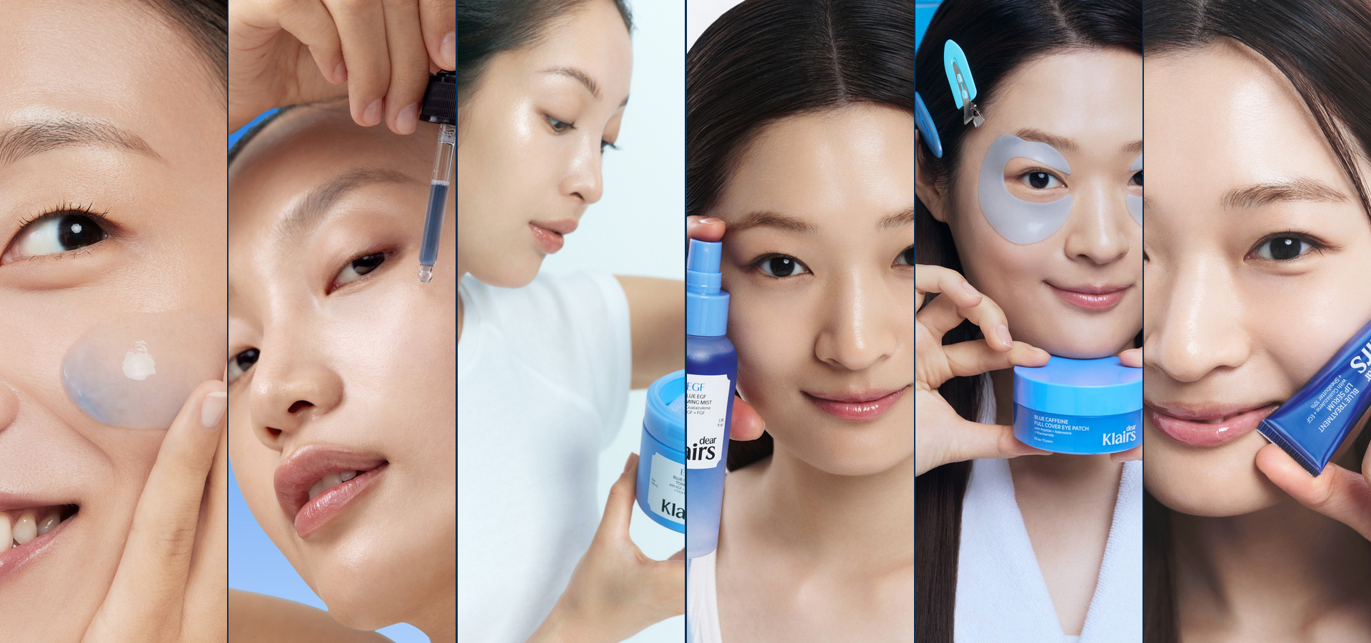 Dear, Klairs Blue line - EGF skincare in use